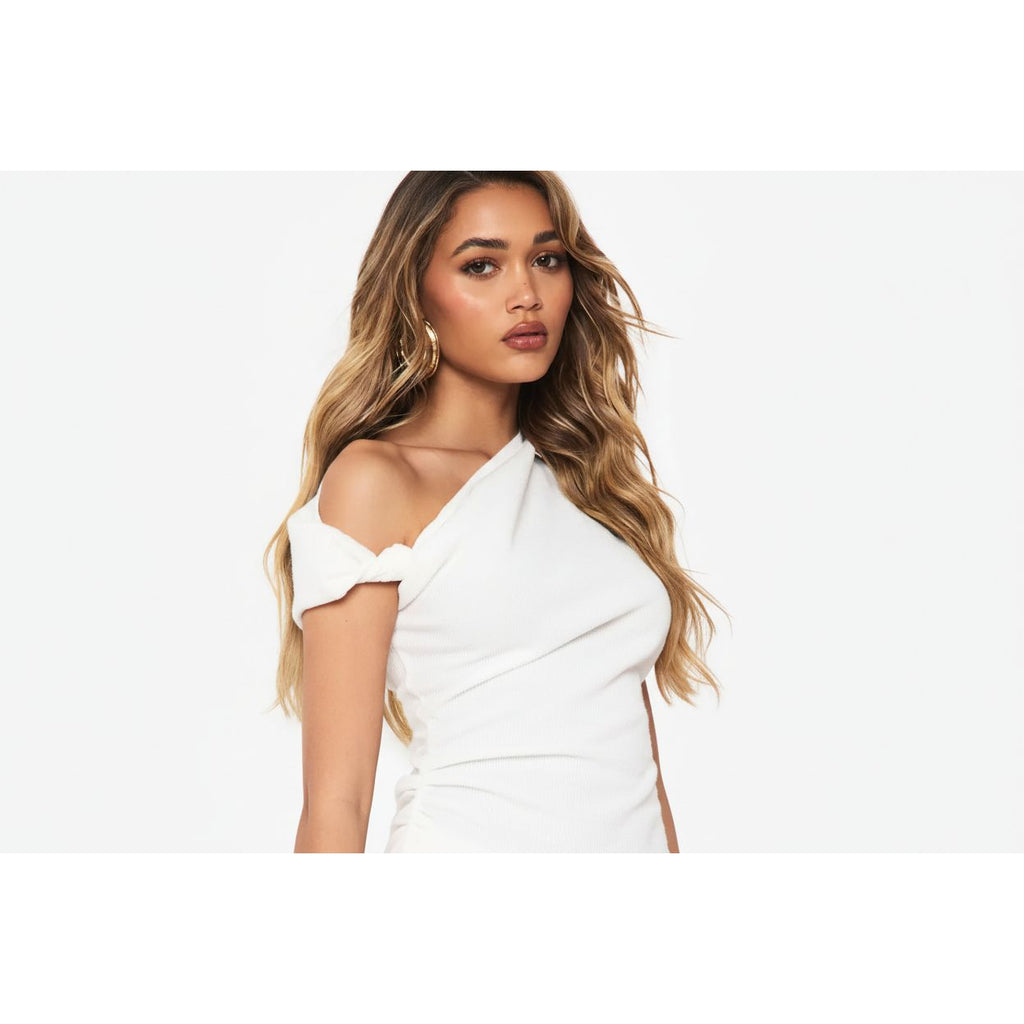 boohoo Textured Off Shoulder Ruched Top UK 14