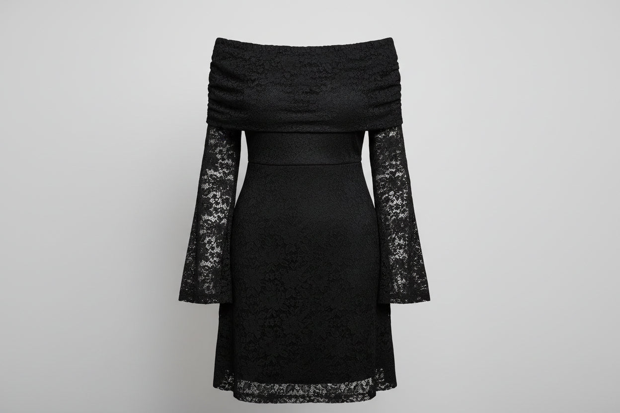 boohoo Plus Lace Off Shoulder Flared Skater Dress