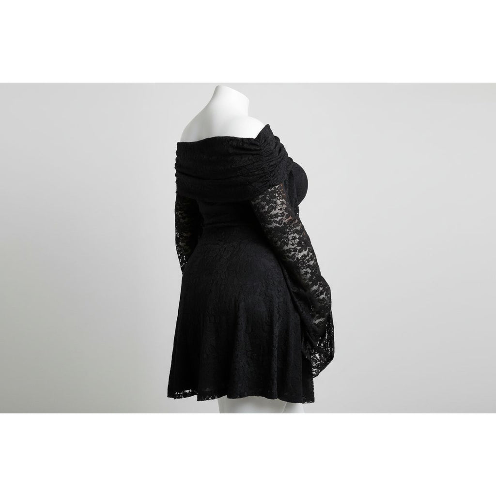 boohoo Plus Lace Off Shoulder Flared Skater Dress