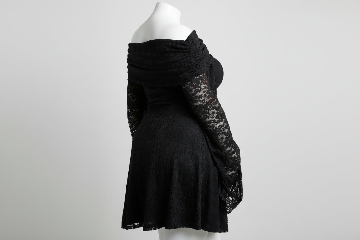 boohoo Plus Lace Off Shoulder Flared Skater Dress