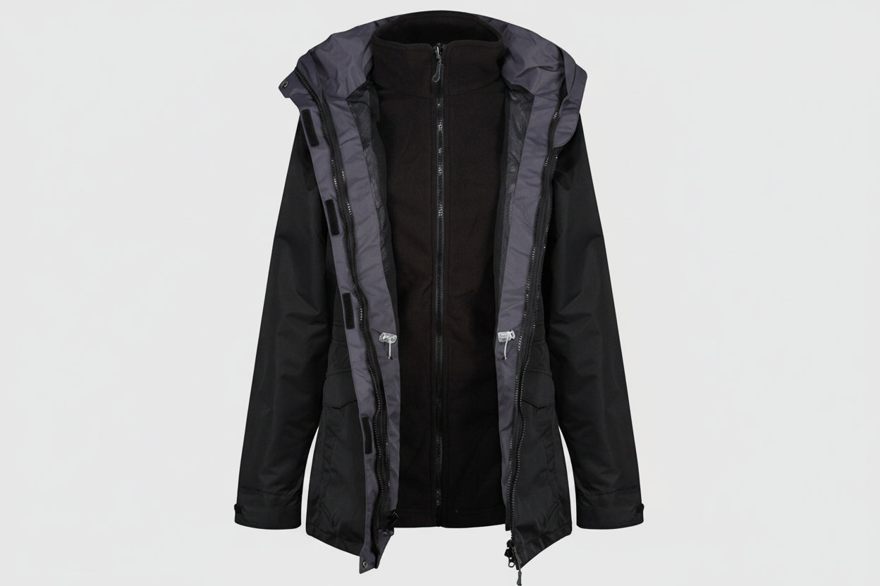 Regatta TRA148 Benson III Ladies Breathable 3 in 1 Jacket - Black - UK 12