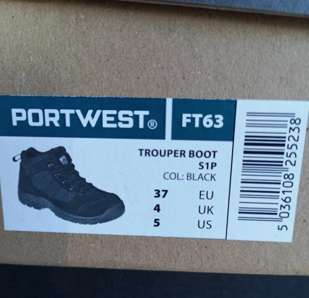 Portwest FT63 Steelite Trouper Boot S1P Black UK4