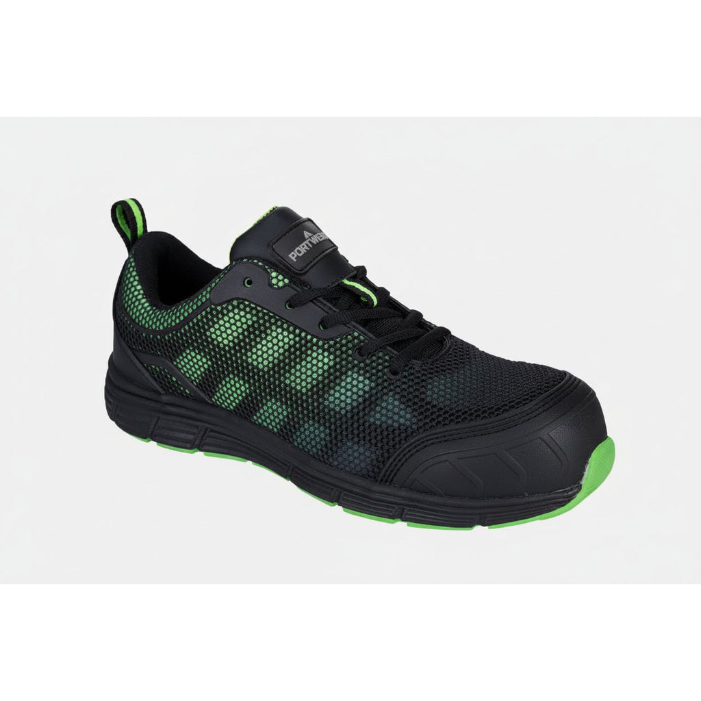 FT35 Portwest Composite Trainer S1PS FO SR Black/Green UK5