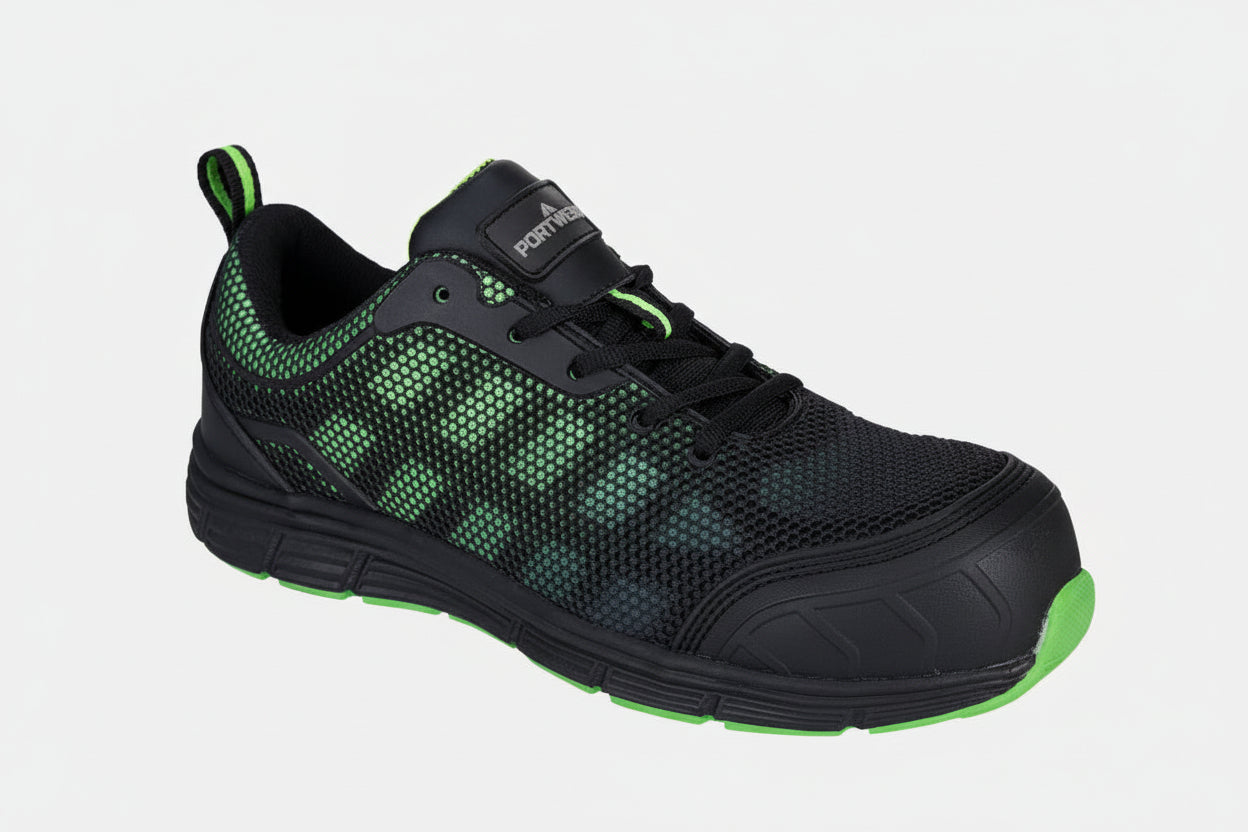 FT35 Portwest Composite Trainer S1PS FO SR Black/Green UK5