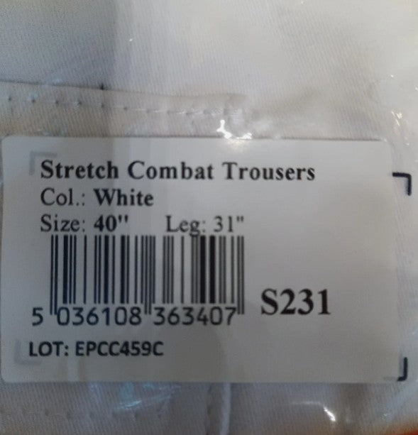 PORTWEST Stretch Cargo Trouser White S231 - W40" L31"
