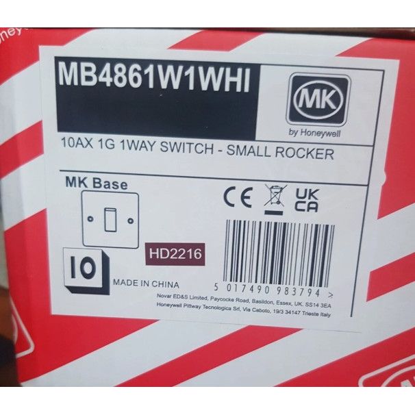 MK Electric 1GANG/1Way Small Rocker Switch White