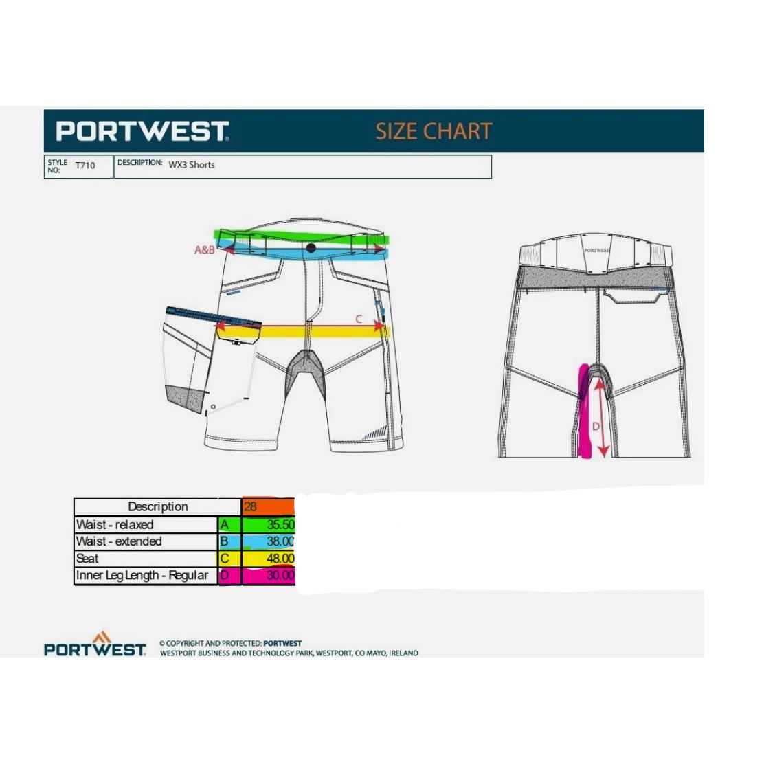 Portwest T710 - WX3 Shorts Persian Blue