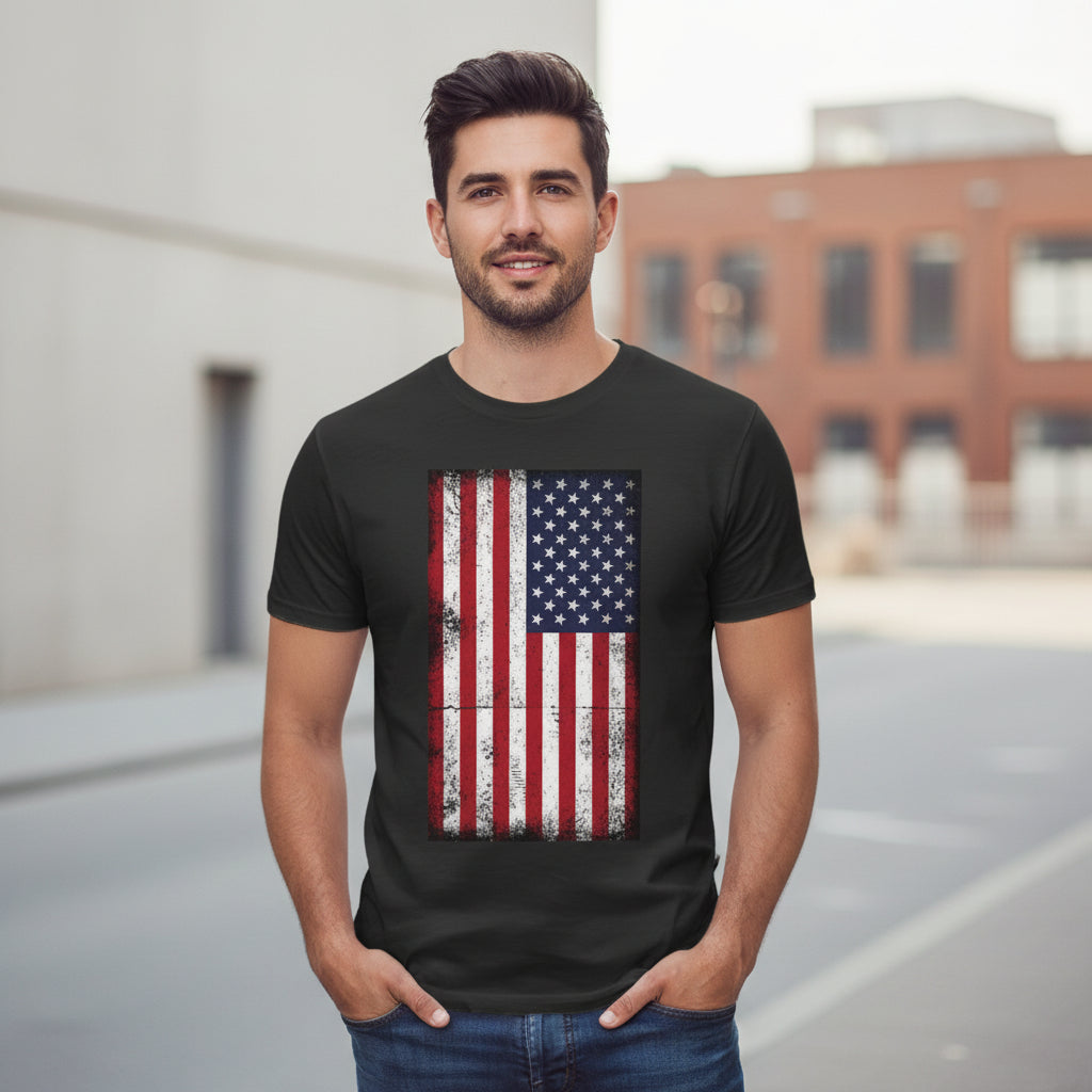 Adults Printed American Flag US Grunge T-Shirt