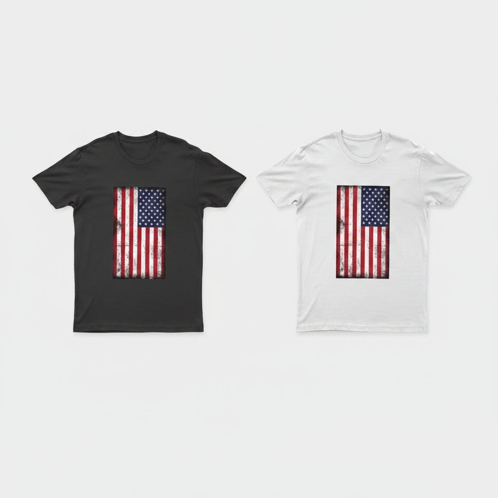 Adults Printed American Flag US Grunge T-Shirt