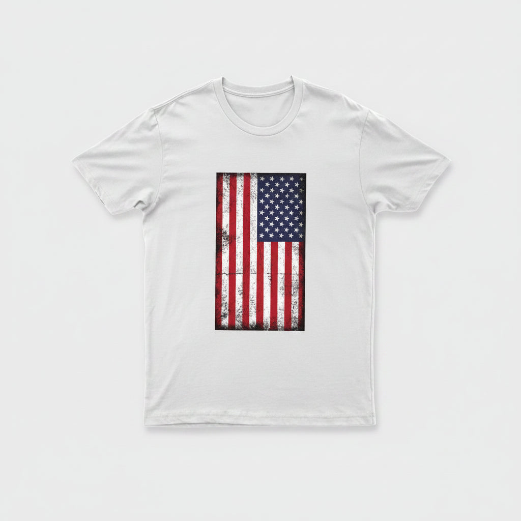 Adults Printed American Flag US Grunge T-Shirt