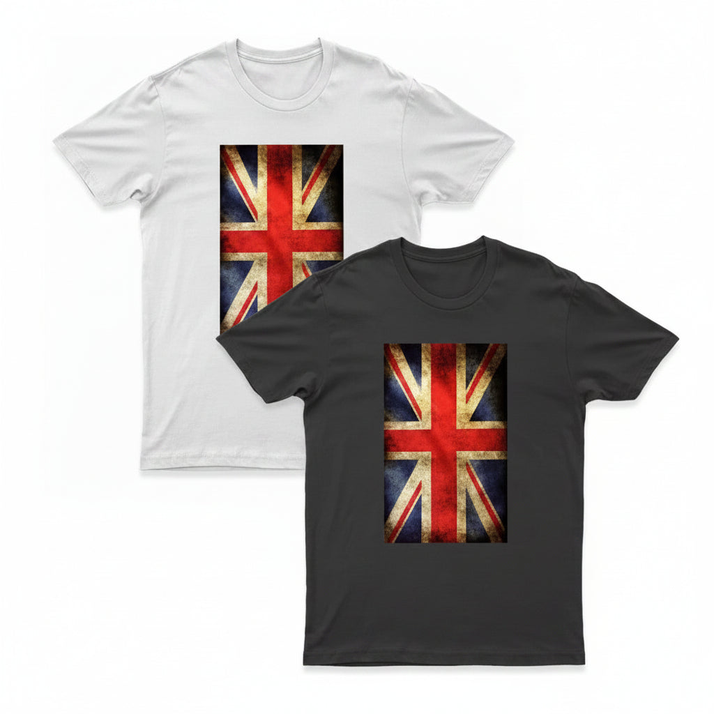Adults Printed British Flag Union Jack Grunge T-Shirt