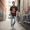Adults Printed British Flag Union Jack Grunge T-Shirt