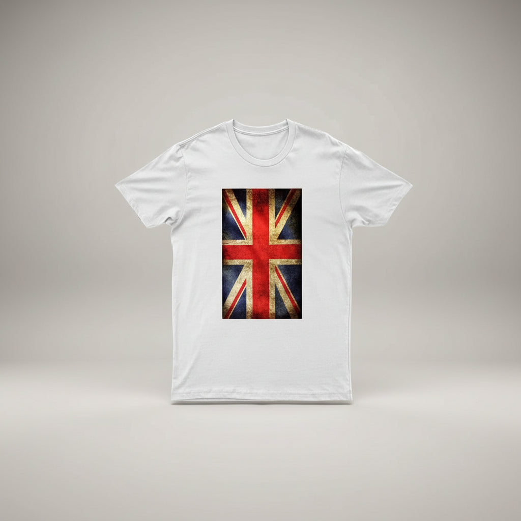 Adults Printed British Flag Union Jack Grunge T-Shirt