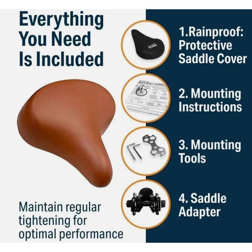 BIKEROO Brown Cruiser Padded Bike Seat 10" x 10"