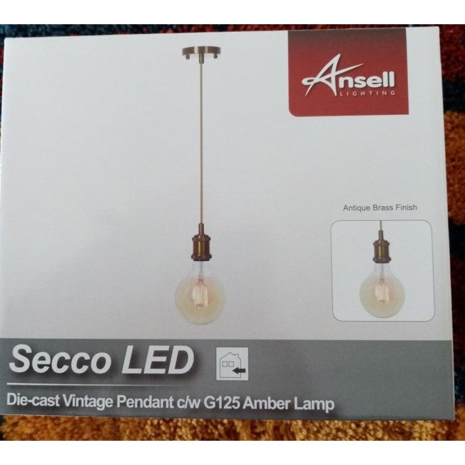 ANSELL ASEC/G125/AB SECCO LED 7.5W - AMBER COATING - ANTIQUE BRASS