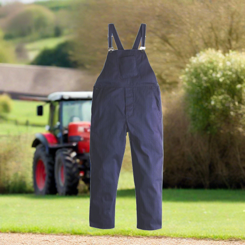Work Safe Traditional Cotton Drill Bib & Brace Overalls in Navy Blue - Extra Large/Large