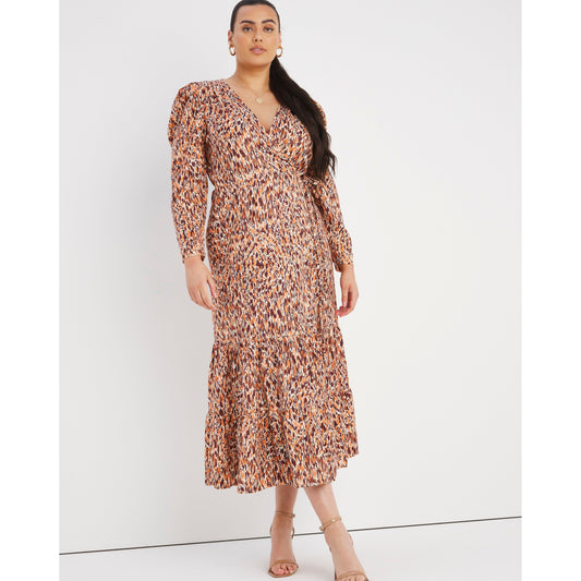 Little Mistress Maxi Dress Animal Print UK24