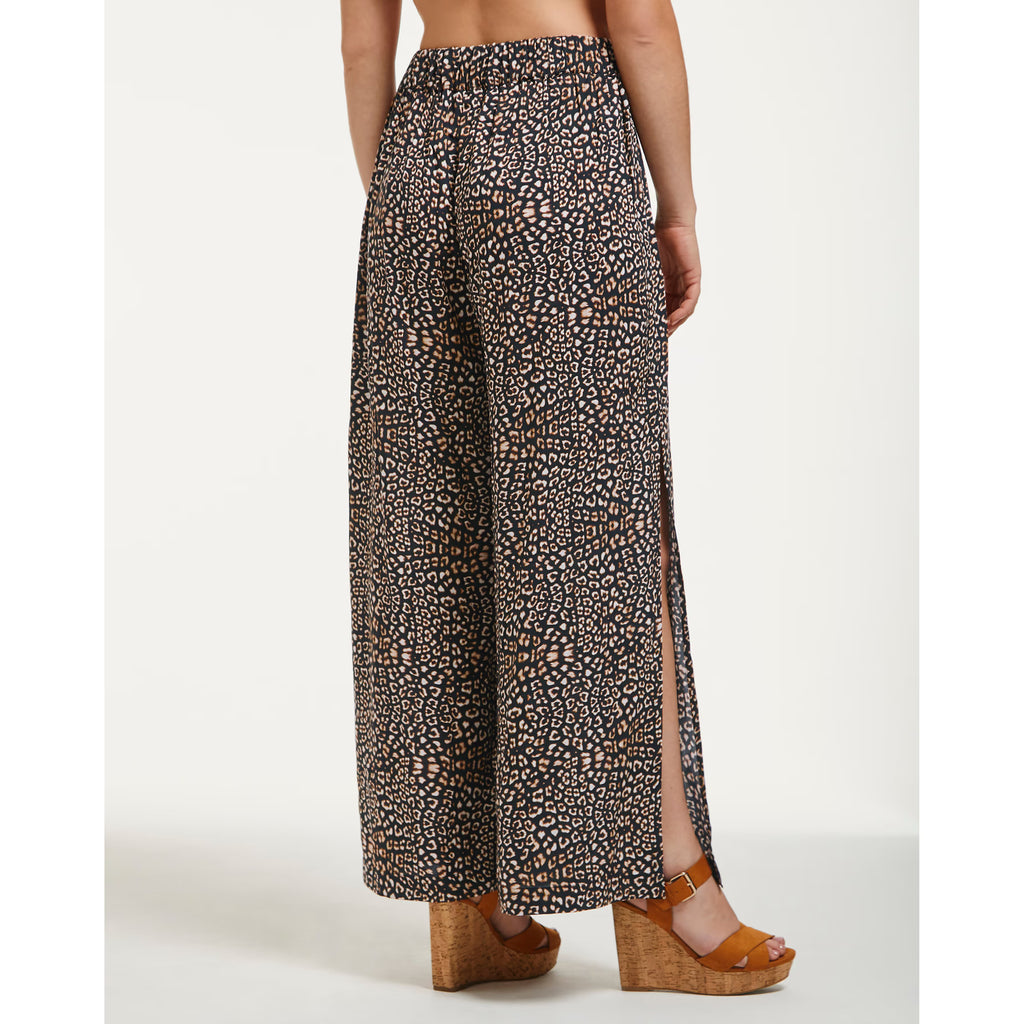 Figleaves Mala Leopard Print Wide Leg Beach Trousers UK8