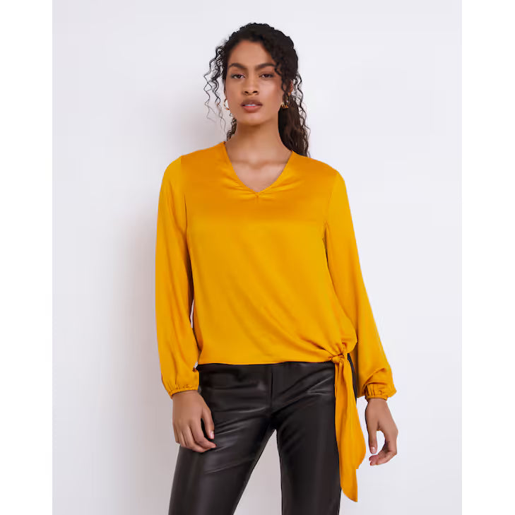 JD Williams Yellow V-Neck Long Sleeve Top With Side Tie