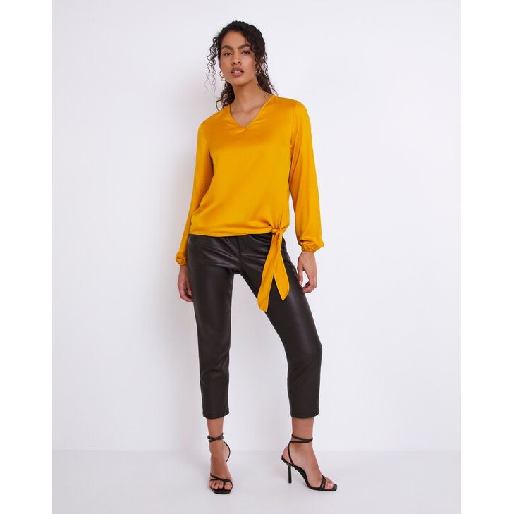 JD Williams Yellow V-Neck Long Sleeve Top With Side Tie