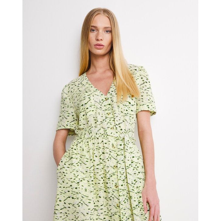 Whistles Painterly Marks Button Midi Dress UK16