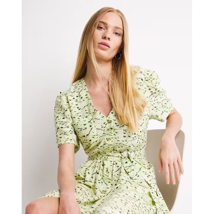 Whistles Painterly Marks Button Midi Dress UK16