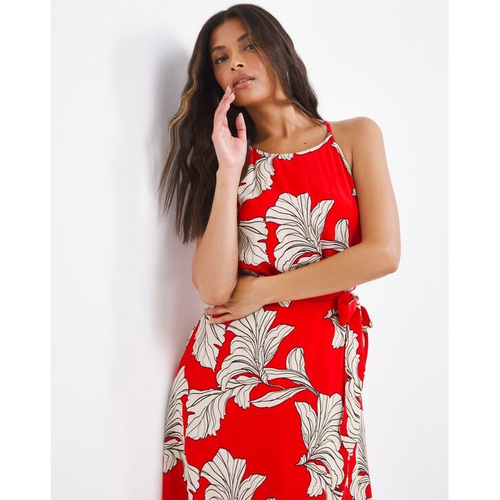 Floral Halter Neck Hi Lo Wrap Dress UK10