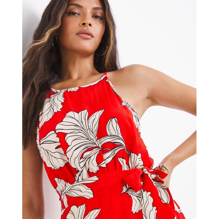 Floral Halter Neck Hi Lo Wrap Dress UK10