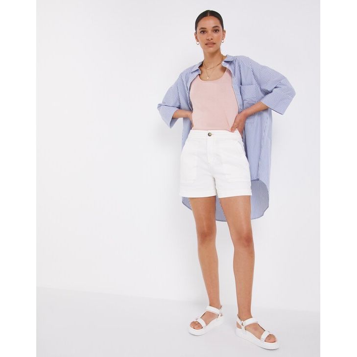 Warm White Smart Denim Shorts UK28