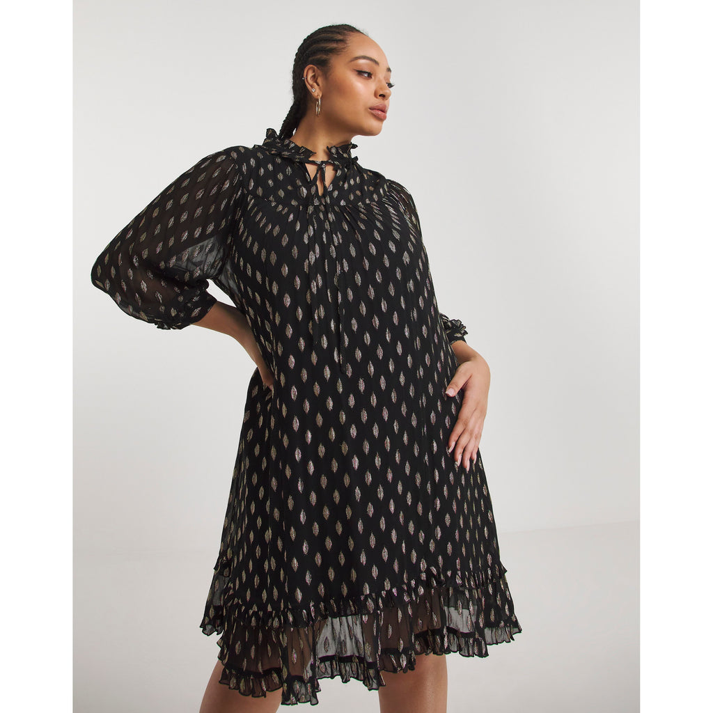 Jo by Joanna Hope Multi Foil Tie Neck Dress UK12