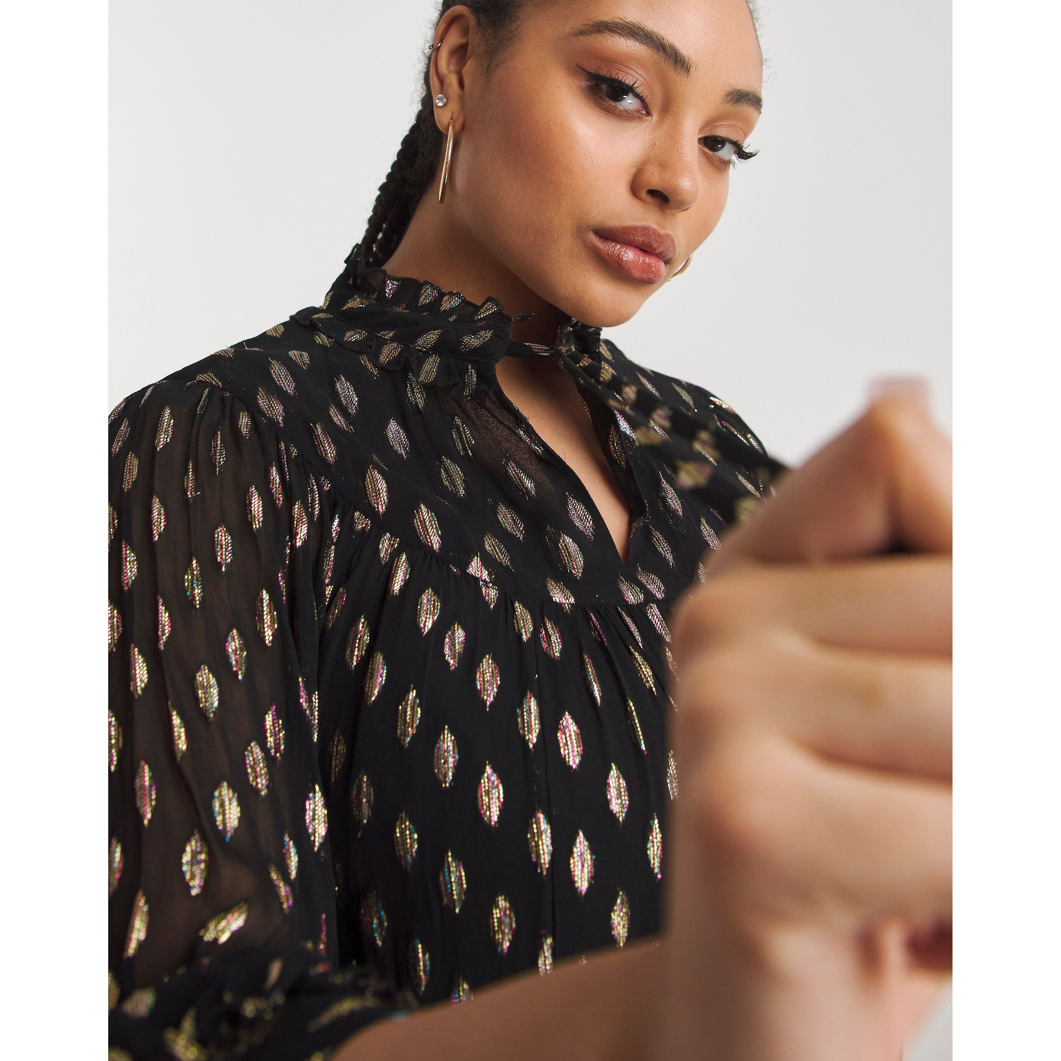 Jo by Joanna Hope Multi Foil Tie Neck Dress UK12