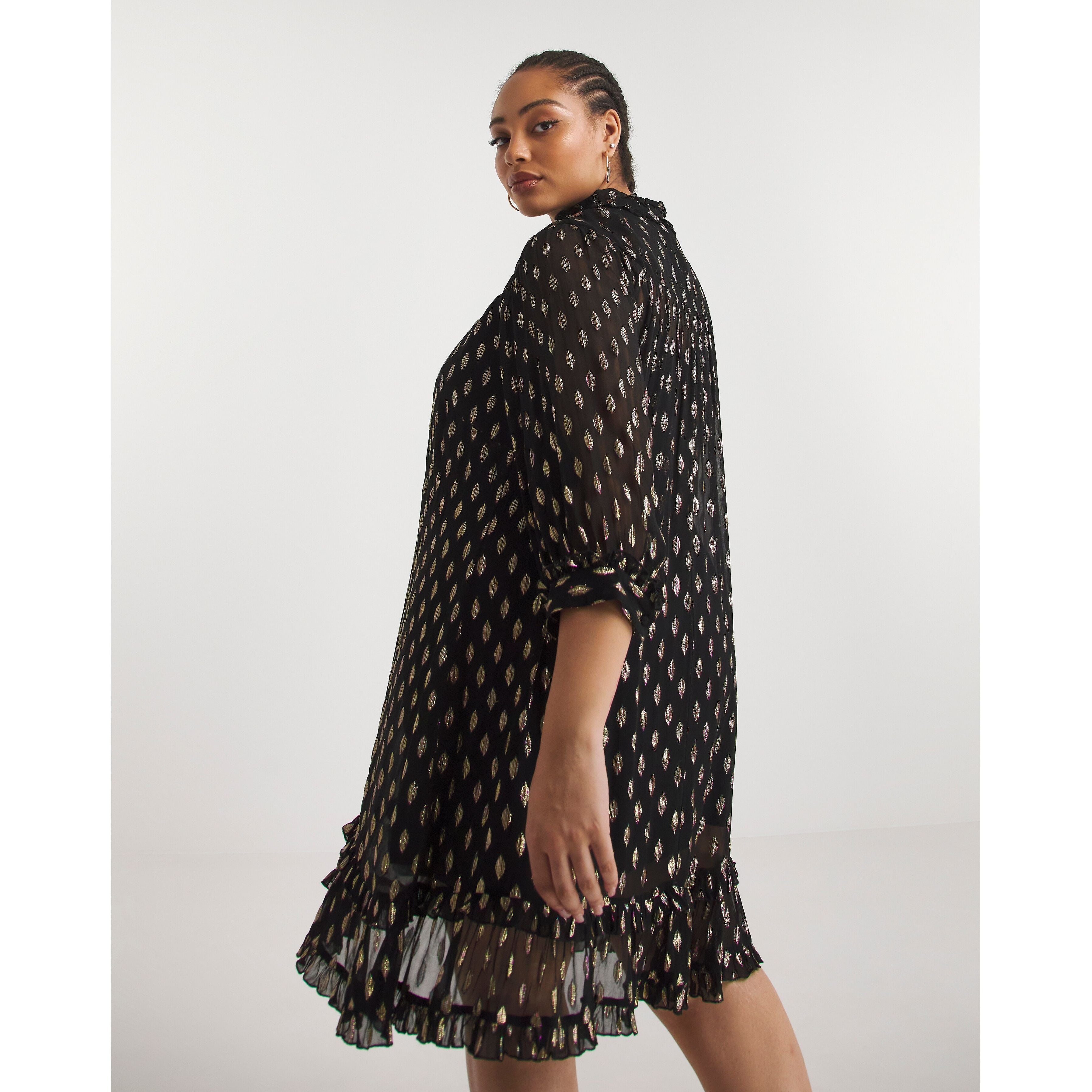 Jo by Joanna Hope Multi Foil Tie Neck Dress UK12