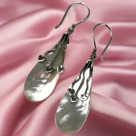 Mother Of Pearl, Shell & Silver Earrings