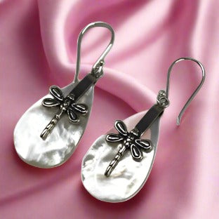 Mother Of Pearl, Shell & Silver Earrings