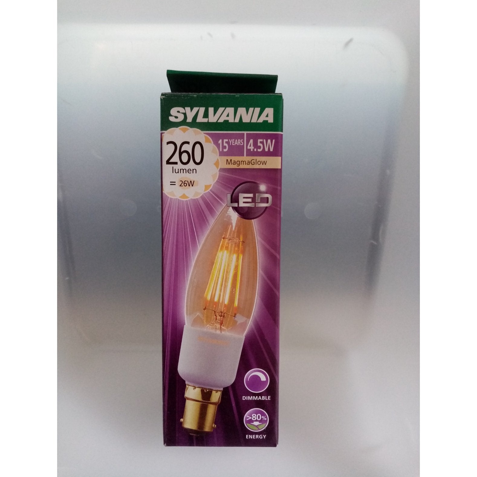 Sylvania LED Filament Dimmable Candle 4.5W SBC x 3pack