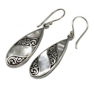 Mother Of Pearl, Shell & Silver Earrings