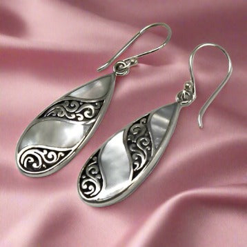 Mother Of Pearl, Shell & Silver Earrings