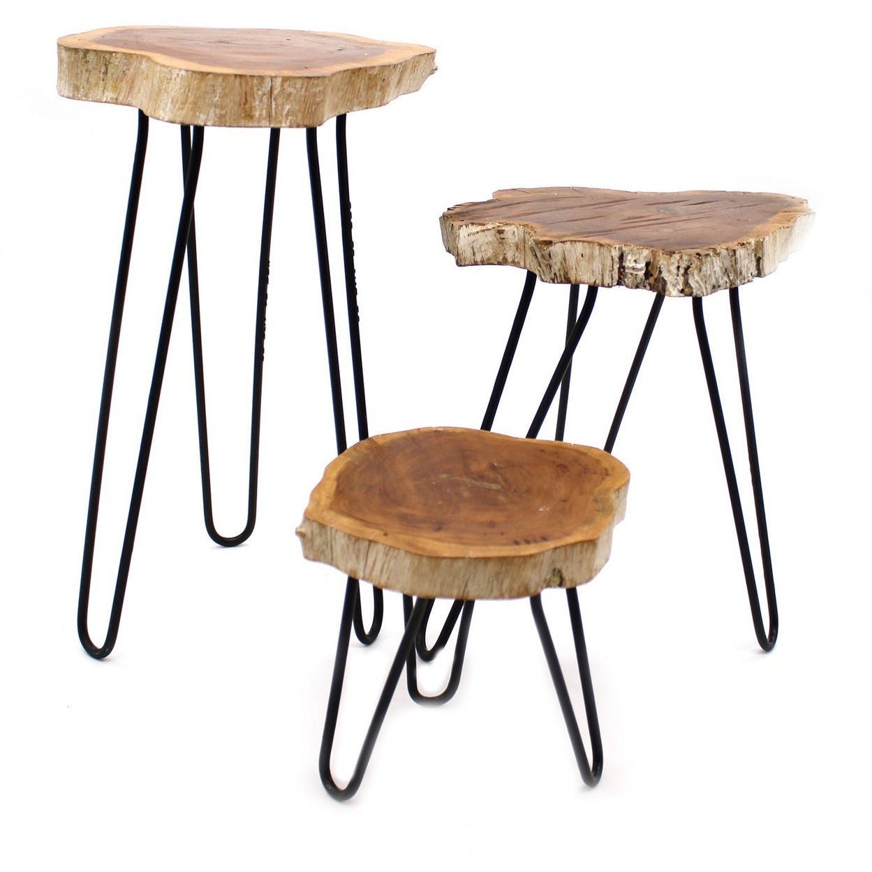 Set of 3 Wood Plant Stands