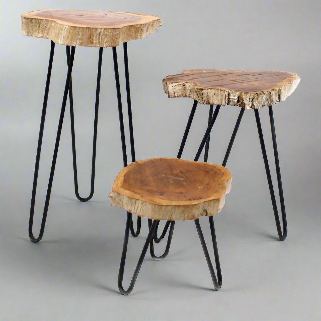 Set of 3 Wood Plant Stands