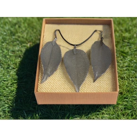 Bravery Leaf Necklace & Earring Set